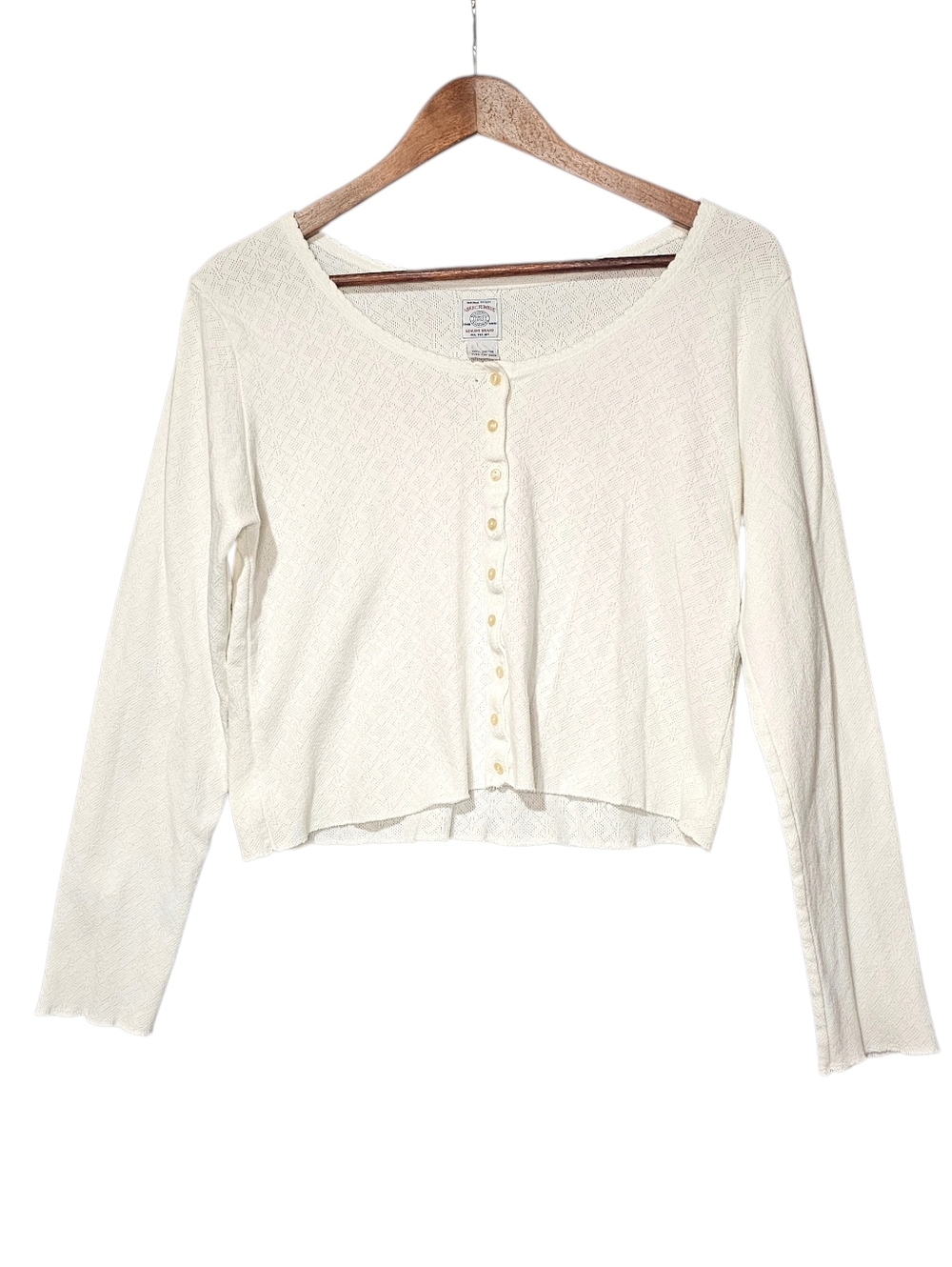 Abercrombie & Fitch Vintage 90s Y2K White Pointelle Cropped Cardigan - M